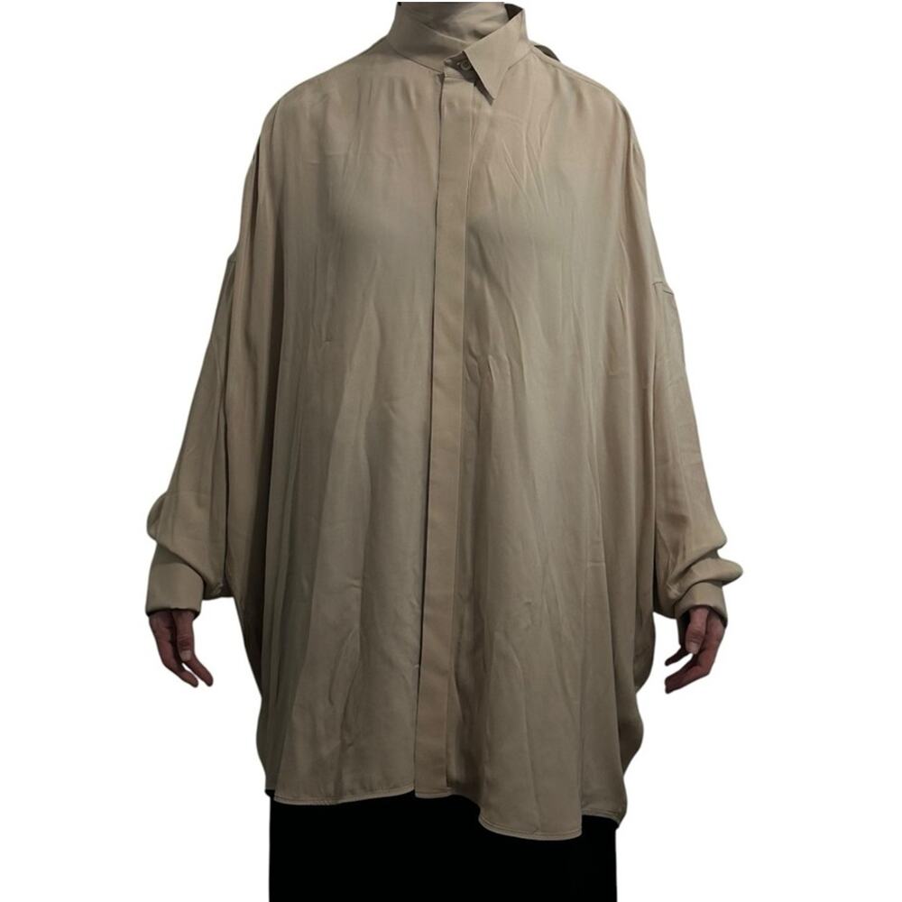 Balenciaga SS20 Unisex Oversized Button Front Shirt size FR 34 Beige Viscose